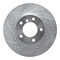 631-31089L Drilled/Slotted Brake Rotor [Silver], 2007-2021 BMW, Position: Front Left