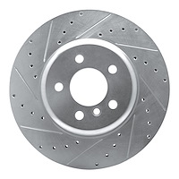 631-31106L Drilled/Slotted Brake Rotor [Silver], 2010-2019 BMW, Position: Rear Left