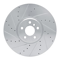 631-31132D Drilled/Slotted Brake Rotor [Silver], Fits Select BMW, Position: Left Front