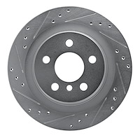 631-31158L Drilled/Slotted Brake Rotor [Silver], Fits Select Multiple Makes/Models, Position: Rear Left