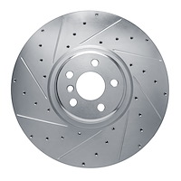 631-31166D Drilled/Slotted Brake Rotor [Silver], Fits Select Multiple Makes/Models, Position: Left Front