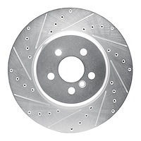 631-31168L Drilled/Slotted Brake Rotor [Silver], Fits Select BMW, Position: Front Left