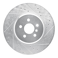 631-31168R Drilled/Slotted Brake Rotor [Silver], Fits Select BMW, Position: Front Right