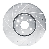 631-31184D Drilled/Slotted Brake Rotor [Silver], Fits Select Multiple Makes/Models, Position: Left Front