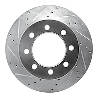 631-40102L Drilled/Slotted Brake Rotor [Silver], 2003-2008 Mopar, Position: Front Left
