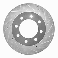 631-40102R Drilled/Slotted Brake Rotor [Silver], 2003-2008 Mopar, Position: Front Right