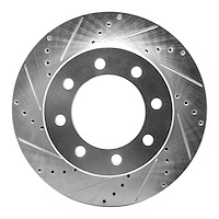 631-40110L Drilled/Slotted Brake Rotor [Silver], Fits Select Mopar, Position: Front Left