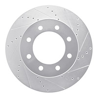 631-40110R Drilled/Slotted Brake Rotor [Silver], Fits Select Mopar, Position: Front Right