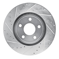 631-42007L Drilled/Slotted Brake Rotor [Silver], Fits Select Mopar, Position: Front Left