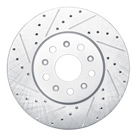 631-46038L Drilled/Slotted Brake Rotor [Silver], 2014-2020 GM, Position: Front Left