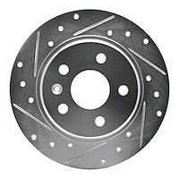 631-47052L Drilled/Slotted Brake Rotor [Silver], Fits Select GM, Position: Rear Left