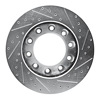 631-48028L Drilled/Slotted Brake Rotor [Silver], 1994-2006 Multiple Makes/Models, Position: Rear Left,Rr Left
