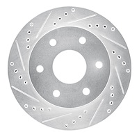 631-48036L Drilled/Slotted Brake Rotor [Silver], 1999-2008 GM, Position: Front Left