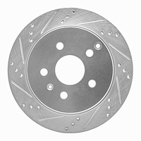 631-48058L Drilled/Slotted Brake Rotor [Silver], 2010-2017 GM, Position: Rear Left
