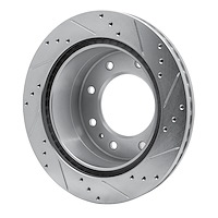 631-48061L Drilled/Slotted Brake Rotor [Silver], Fits Select GM, Position: Rear Left