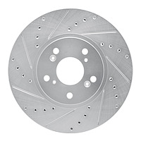 631-59043L Drilled/Slotted Brake Rotor [Silver], 1999-2014 Acura/Honda, Position: Front Left