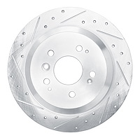 631-59062L Drilled/Slotted Brake Rotor [Silver], Fits Select Acura/Honda, Position: Rear Left