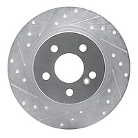 631-63086L Drilled/Slotted Brake Rotor [Silver], 2008-2015 Mercedes-Benz, Position: Rear Left