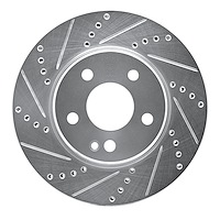 631-63088L Drilled/Slotted Brake Rotor [Silver], 2006-2011 Mercedes-Benz, Position: Front Left