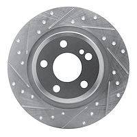 631-63099L Drilled/Slotted Brake Rotor [Silver], 2012-2020 Mercedes-Benz, Position: Rear Left