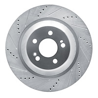 631-63113L Drilled/Slotted Brake Rotor [Silver], 2014-2021 Mercedes-Benz, Position: Rear Left