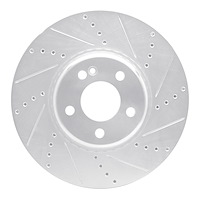 631-63117R Drilled/Slotted Brake Rotor [Silver], Fits Select Mercedes-Benz, Position: Front Right