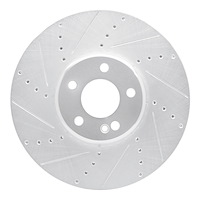 631-63119L Drilled/Slotted Brake Rotor [Silver], Fits Select Mercedes-Benz, Position: Front Left