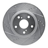631-63135L Drilled/Slotted Brake Rotor [Silver], 2008-2018 Mercedes-Benz, Position: Front Left