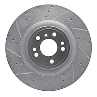 631-63146L Drilled/Slotted Brake Rotor [Silver], 2013-2019 Mercedes-Benz, Position: Front Left
