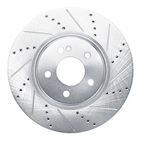 631-63162R Drilled/Slotted Brake Rotor [Silver], Fits Select Mercedes-Benz, Position: Rear Right