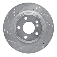 631-63163L Drilled/Slotted Brake Rotor [Silver], 2014-2019 Mercedes-Benz, Position: Rear Left