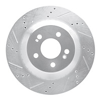 631-63165L Drilled/Slotted Brake Rotor [Silver], 2015-2021 Mercedes-Benz, Position: Rear Left