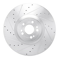 631-63180L Drilled/Slotted Brake Rotor [Silver], Fits Select Mercedes-Benz, Position: Front Left