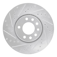 631-65016L Drilled/Slotted Brake Rotor [Silver], 2003-2011 GM, Position: Front Left