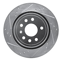 631-65018L Drilled/Slotted Brake Rotor [Silver], 2003-2011 GM, Position: Rear Left