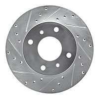631-67028L Drilled/Slotted Brake Rotor [Silver], 1989-2013 Multiple Makes/Models, Position: Front Left