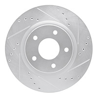 631-67106R Drilled/Slotted Brake Rotor [Silver], Fits Select Multiple Makes/Models, Position: Front Right