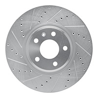 631-73065L Drilled/Slotted Brake Rotor [Silver], 2011-2017 Audi/Volkswagen, Position: Front Left