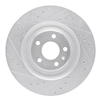 631-73079L Drilled/Slotted Brake Rotor [Silver], Fits Select Audi/Volkswagen, Position: Rear Left