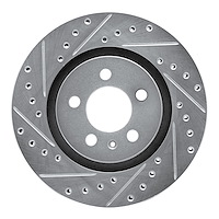 631-74009L Drilled/Slotted Brake Rotor [Silver], 1992-1995 Audi/Volkswagen, Position: Front Left
