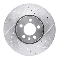 631-74020R Drilled/Slotted Brake Rotor [Silver], 1998-2018 Audi/Volkswagen, Position: Front Right