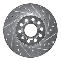 631-74028R Drilled/Slotted Brake Rotor [Silver], Fits Select Audi/Volkswagen, Position: Front Right
