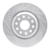 631-74030L Drilled/Slotted Brake Rotor [Silver], Fits Select Audi/Volkswagen, Position: Rear Left