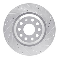 631-74030R Drilled/Slotted Brake Rotor [Silver], Fits Select Audi/Volkswagen, Position: Rear Right