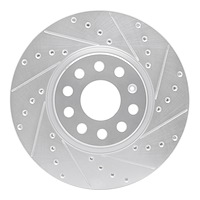 631-74053R Drilled/Slotted Brake Rotor [Silver], Fits Select Multiple Makes/Models, Position: Front Right