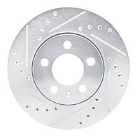 631-92058L Drilled/Slotted Brake Rotor [Silver], 2003-2018 Audi/Volkswagen, Position: Front Left