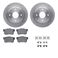 6312-58015 Brake Rotors with 3000-Series Ceramic Brake Pads Kit with Hardware, 1987-1990 Acura/Honda, Position: Rear