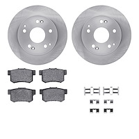 6312-59046 Brake Rotors with 3000-Series Ceramic Brake Pads Kit with Hardware, 1997-2006 Acura/Honda, Position: Rear