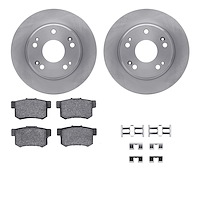 6312-59047 Brake Rotors with 3000-Series Ceramic Brake Pads Kit with Hardware, 2003-2008 Acura/Honda, Position: Rear