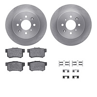6312-59048 Brake Rotors with 3000-Series Ceramic Brake Pads Kit with Hardware, 2001-2005 Acura/Honda, Position: Rear